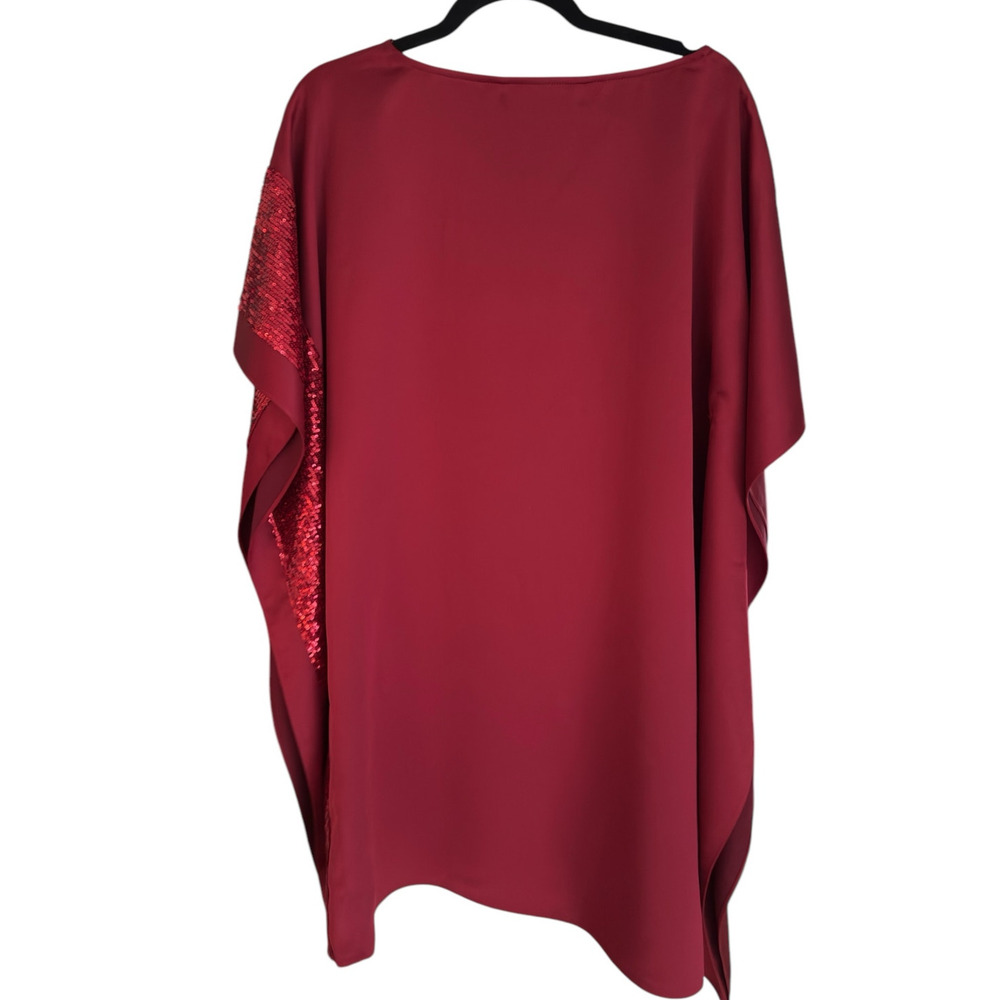 Trina Turk Renna Cape Keyhole Sequin Satin Cocktail Dress, XS, Red | NEW $278 - Picture 5 of 5